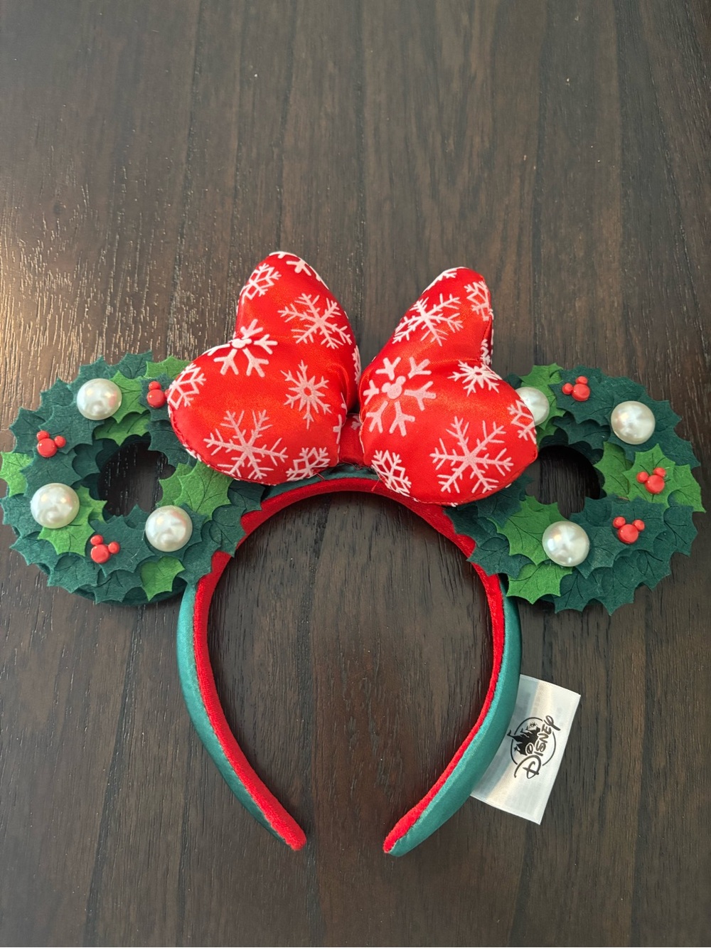 Disney Parks Christmas Minnie Ears Snowflake Holly Headband
